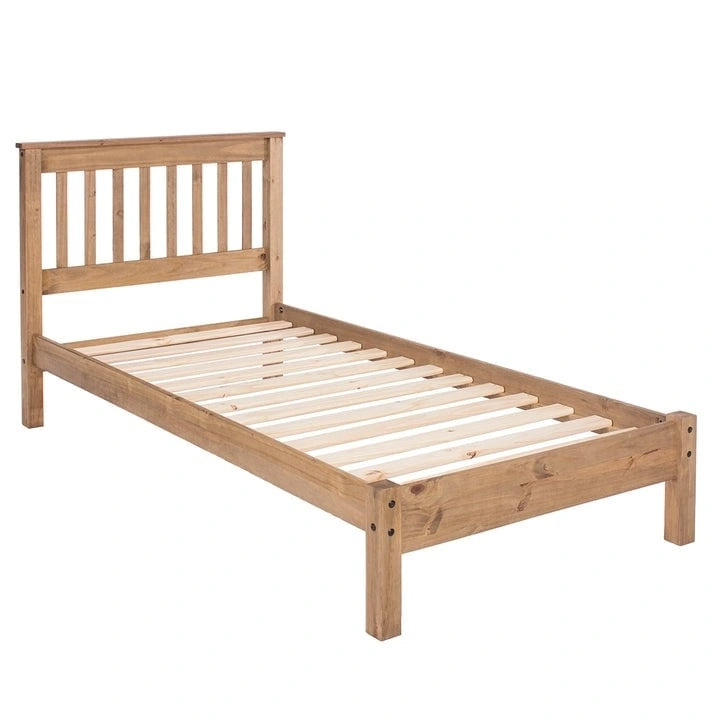 Wood Slatted Twin Size Bed Corona Collection