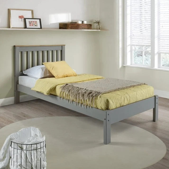 Wood Slatted Twin Size Bed Corona Collection