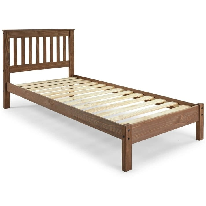 Wood Slatted Twin Size Bed Corona Collection