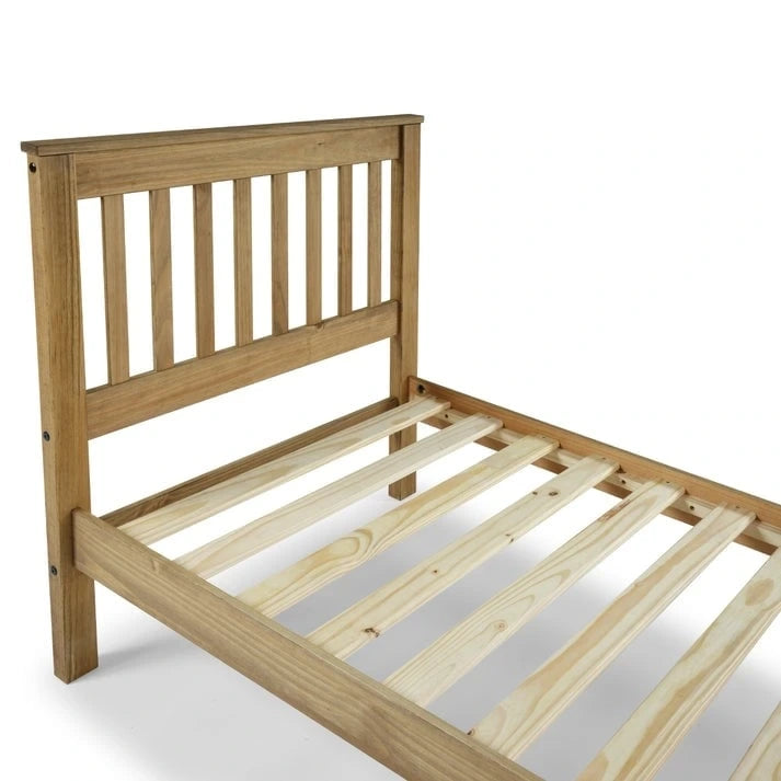 Wood Slatted Twin Size Bed Corona Collection