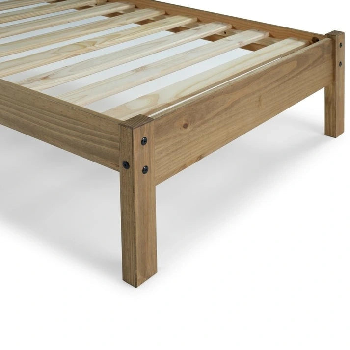 Wood Slatted Twin Size Bed Corona Collection