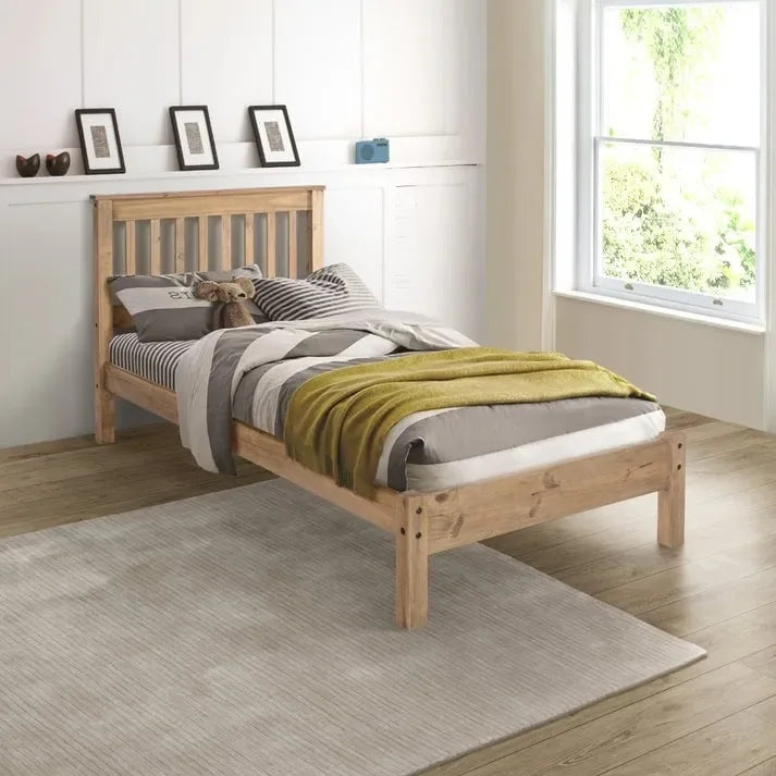 Wood Slatted Twin Size Bed Corona Collection