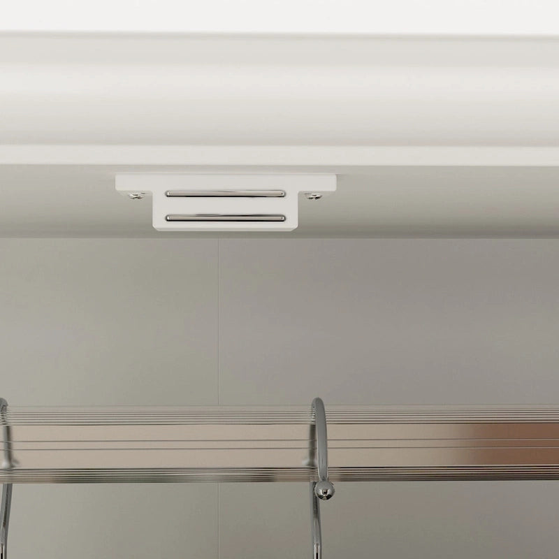 70.9H White Lacquered Armoires Wardrobes With Mirror Doors