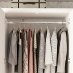 70.9H White Lacquered Armoires Wardrobes With Mirror Doors