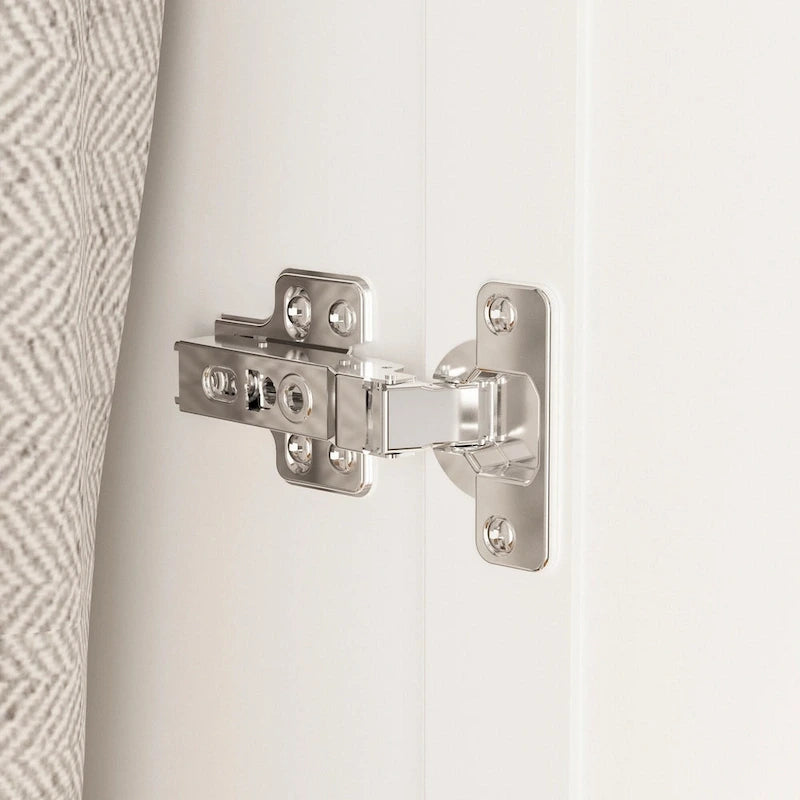 70.9H White Lacquered Armoires Wardrobes With Mirror Doors