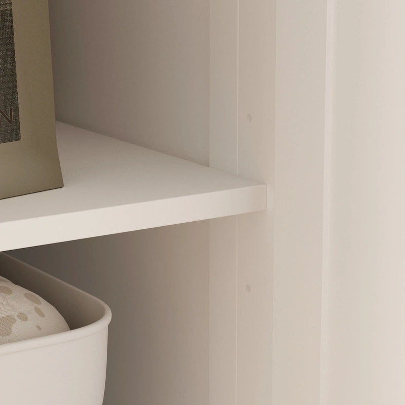70.9H White Lacquered Armoires Wardrobes With Mirror Doors