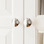 70.9H White Lacquered Armoires Wardrobes With Mirror Doors