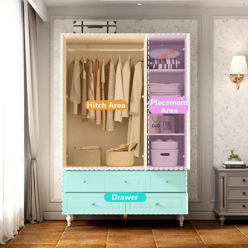 70.9H White Lacquered Armoires Wardrobes With Mirror Doors