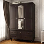 70.9H White Lacquered Armoires Wardrobes With Mirror Doors