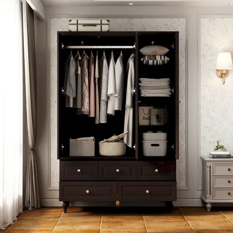 70.9H White Lacquered Armoires Wardrobes With Mirror Doors