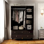 70.9H White Lacquered Armoires Wardrobes With Mirror Doors