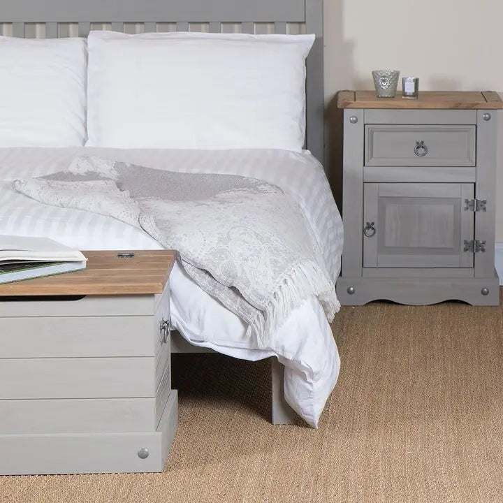 Wood Nighstand 1 Door 1 Drawer Corona Collection
