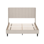 Queen Size Tufted Upholstered Bed Frame Low Profile Velvet Bed Frame Platform with Raised Wingback Headboard