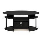 Furinno JAYA Simple Design Oval Coffee Table with Bin