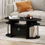 Furinno JAYA Simple Design Oval Coffee Table with Bin