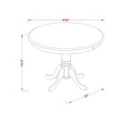 East West Furniture Dining Room Table - a Round kitchen Table Top with Pedestal Base, (Finish Options Available)