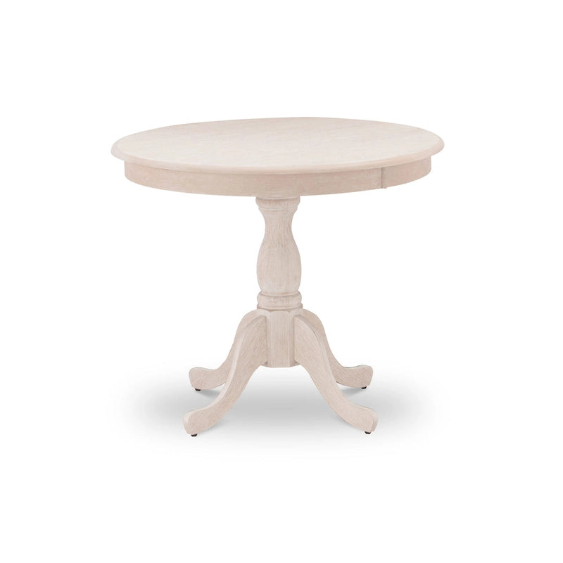 East West Furniture Dining Room Table - a Round kitchen Table Top with Pedestal Base, (Finish Options Available)