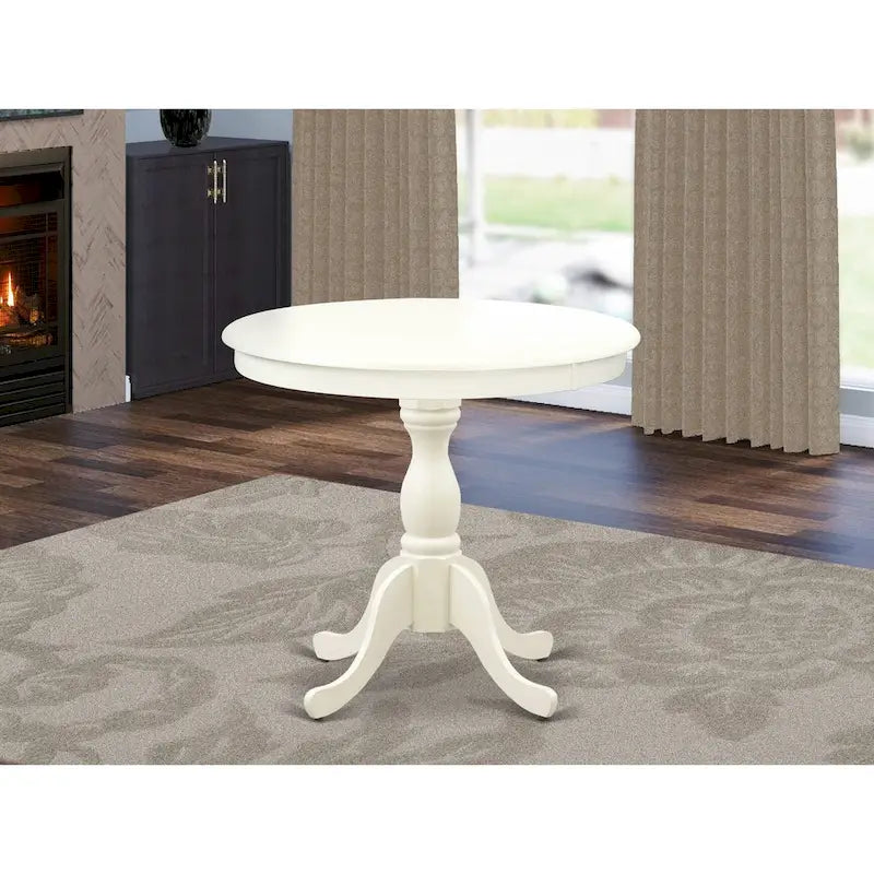 East West Furniture Dining Room Table - a Round kitchen Table Top with Pedestal Base, (Finish Options Available)