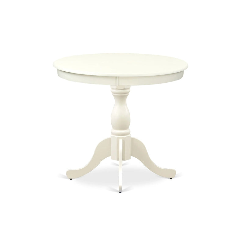 East West Furniture Dining Room Table - a Round kitchen Table Top with Pedestal Base, (Finish Options Available)