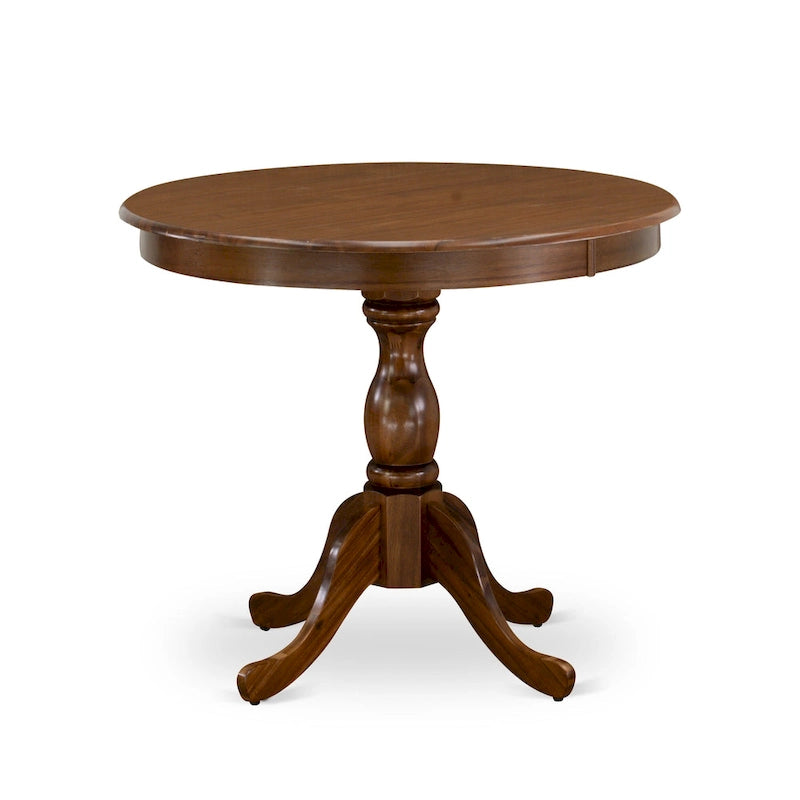 East West Furniture Dining Room Table - a Round kitchen Table Top with Pedestal Base, (Finish Options Available)
