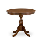 East West Furniture Dining Room Table - a Round kitchen Table Top with Pedestal Base, (Finish Options Available)
