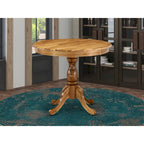 East West Furniture Dining Room Table - a Round kitchen Table Top with Pedestal Base, (Finish Options Available)