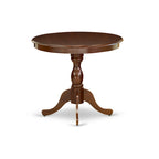 East West Furniture Dining Room Table - a Round kitchen Table Top with Pedestal Base, (Finish Options Available)