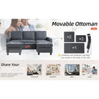 Futzca Linen Upholstered L-shaped Sectional Sofa w/ Reversible Chaise