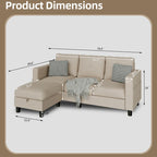 Futzca Linen Upholstered L-shaped Sectional Sofa w/ Reversible Chaise