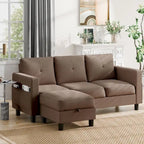 Futzca Linen Upholstered L-shaped Sectional Sofa w/ Reversible Chaise