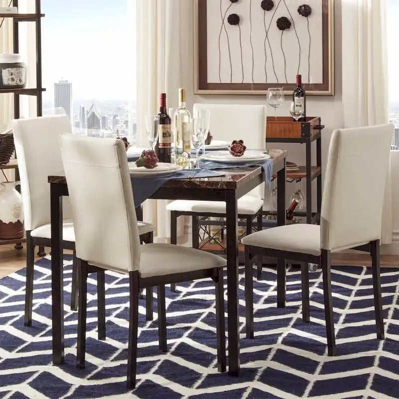 Darcy Faux Marble Top Metal 5-Piece Dining Set by iNSPIRE Q Bold