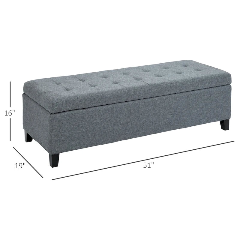 Porch & Den Holmden 51-inch Fabric Tufted Storage Ottoman Bench
