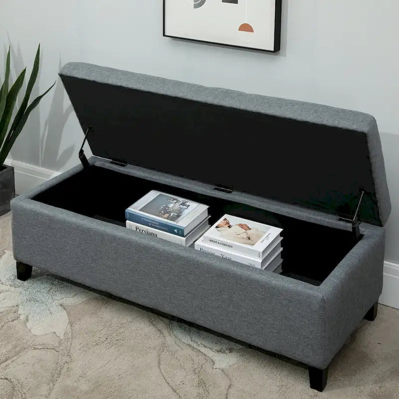 Porch & Den Holmden 51-inch Fabric Tufted Storage Ottoman Bench