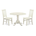 East West Furniture 3 Piece Dinette Set Contains a Round Dining Table and 2 Dining Room Chairs, (Finish Options)