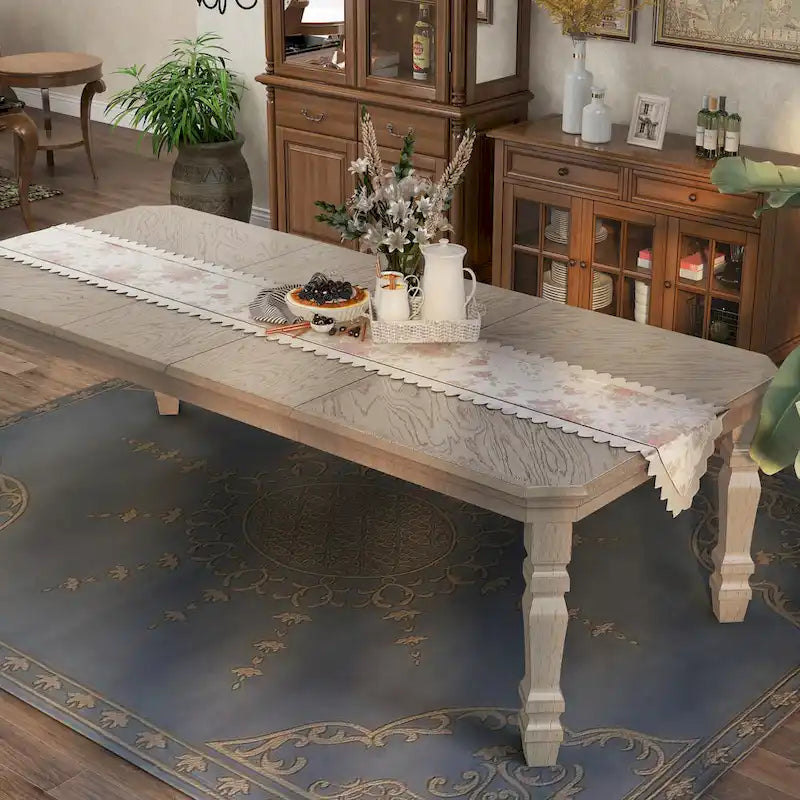 Furniture of America Tani White 100-inch Wood Expandable Dining Table