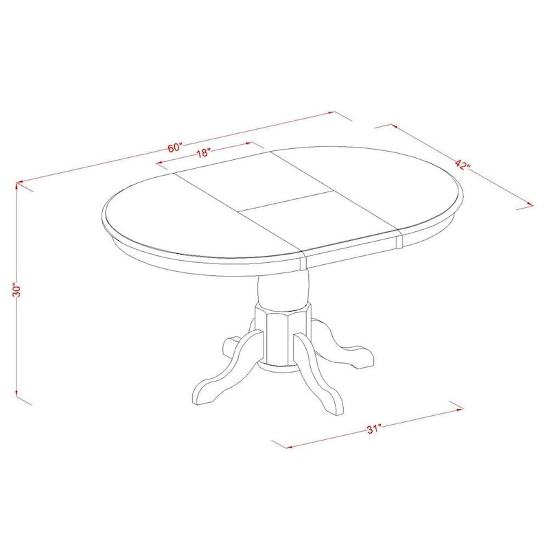 East West Furniture 5 Piece Dinette Set- an Oval Dining Table and 4 Solid Chairs, Saddle Brown(Seat Type Options)