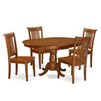 East West Furniture 5 Piece Dinette Set- an Oval Dining Table and 4 Solid Chairs, Saddle Brown(Seat Type Options)