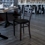 Ladder Back Metal Restaurant Chair - 16.5W x 17D x 32.25H - 16.5W x 17D x 32.25H