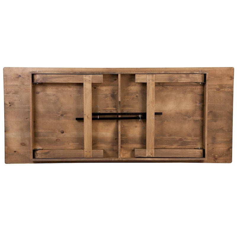 8' x 40 Rustic Folding Farm Table Set with 10 Cross Back Chairs and Cushions