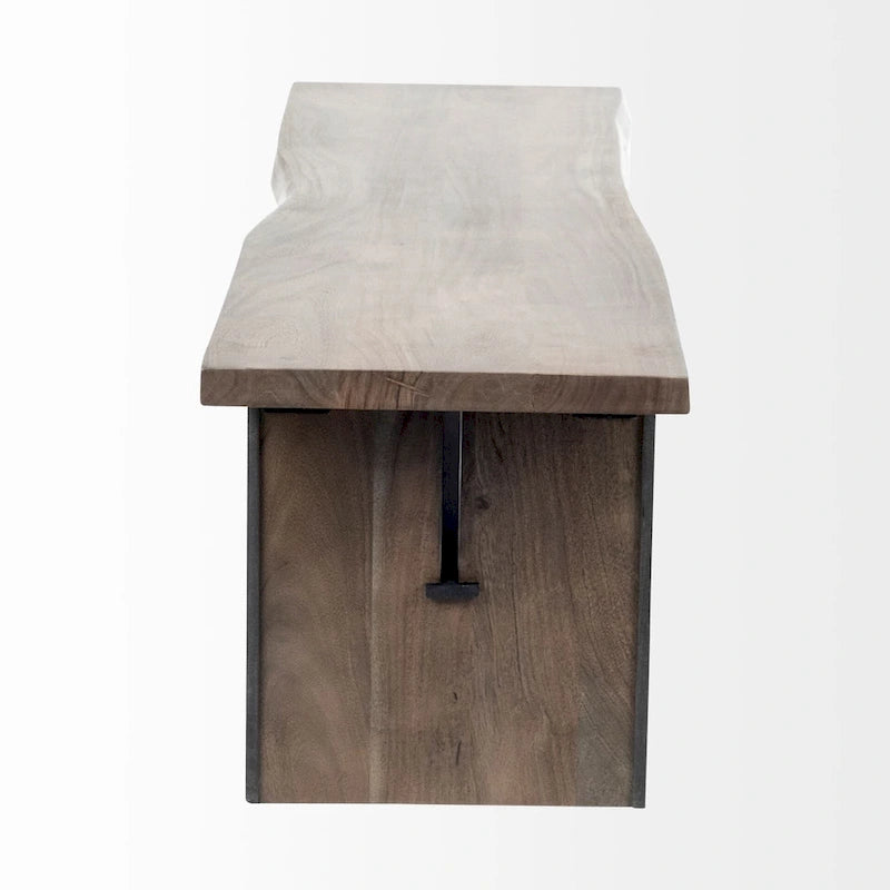 Ledger I Brown Solid Wood w/ Live-Edge Dining Bench - 70W x 17D x 18H