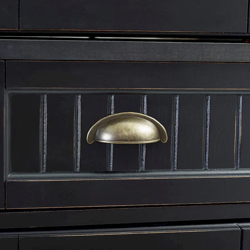 Crosley Seaside Kitchen Pantry in Distressed Black Finish