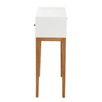 Odile Mid-Century Modern Two-Tone Natural Brown and White Bayur Wood 1-Drawer Console Table