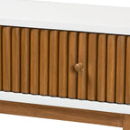 Odile Mid-Century Modern Two-Tone Natural Brown and White Bayur Wood 1-Drawer Console Table