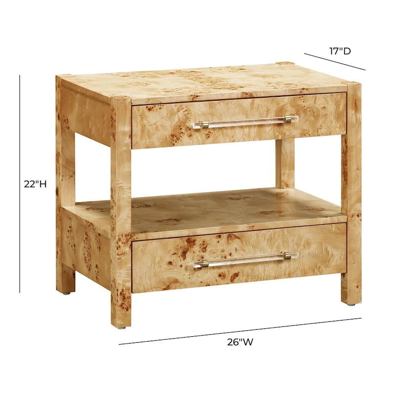 Brandyss Wooden 2 Drawer Nightstand