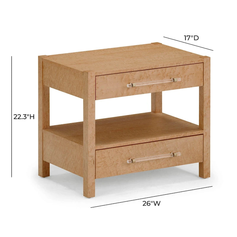 Brandyss Wooden 2 Drawer Nightstand