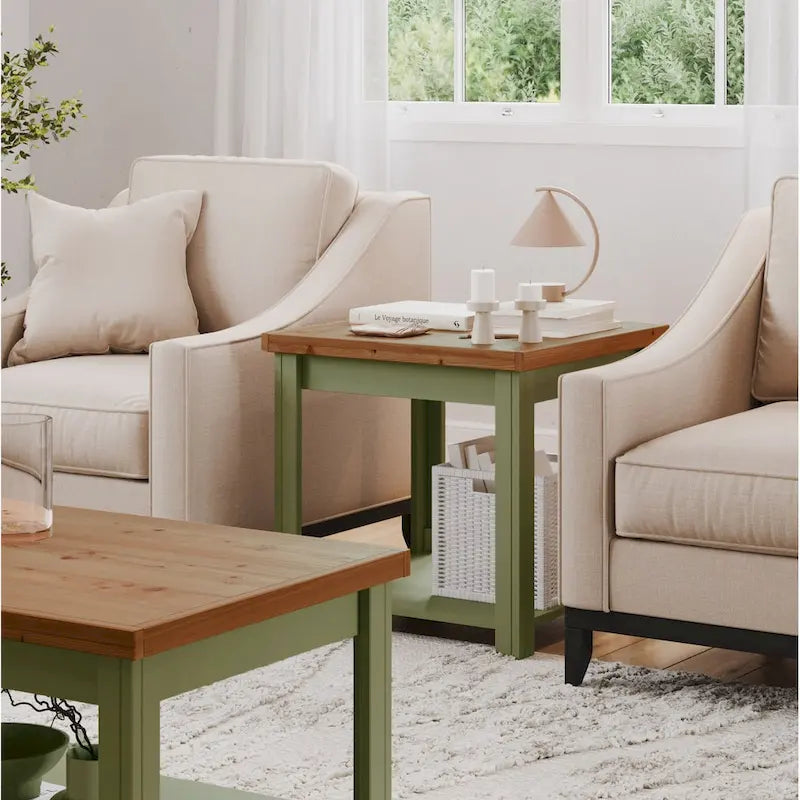 Bridgevine Home Modern Farmhouse 24 inch Side Table, No Assembly Required, Two-Tone Finish