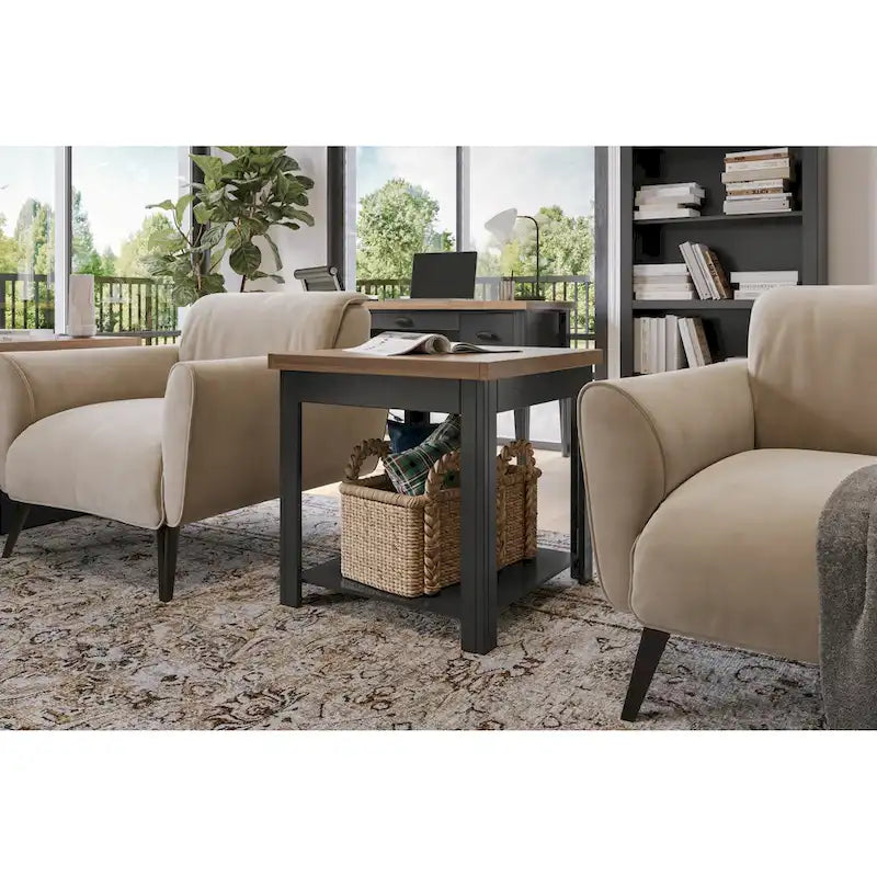 Bridgevine Home Modern Farmhouse 24 inch Side Table, No Assembly Required, Two-Tone Finish