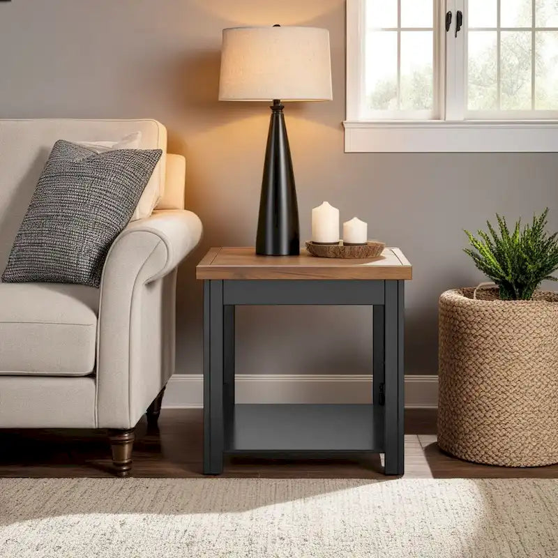 Bridgevine Home Modern Farmhouse 24 inch Side Table, No Assembly Required, Two-Tone Finish
