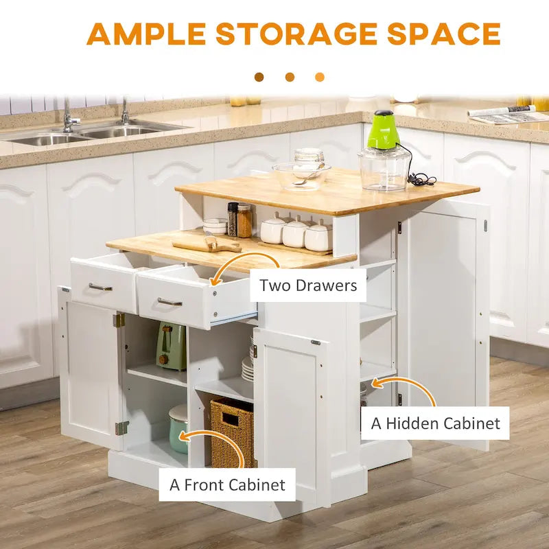 HOMCOM Buffet Cabinet with Storage, Kitchen Sideboard with 2-Layer Wood Countertop, Adjustable Shelves, and Drawers