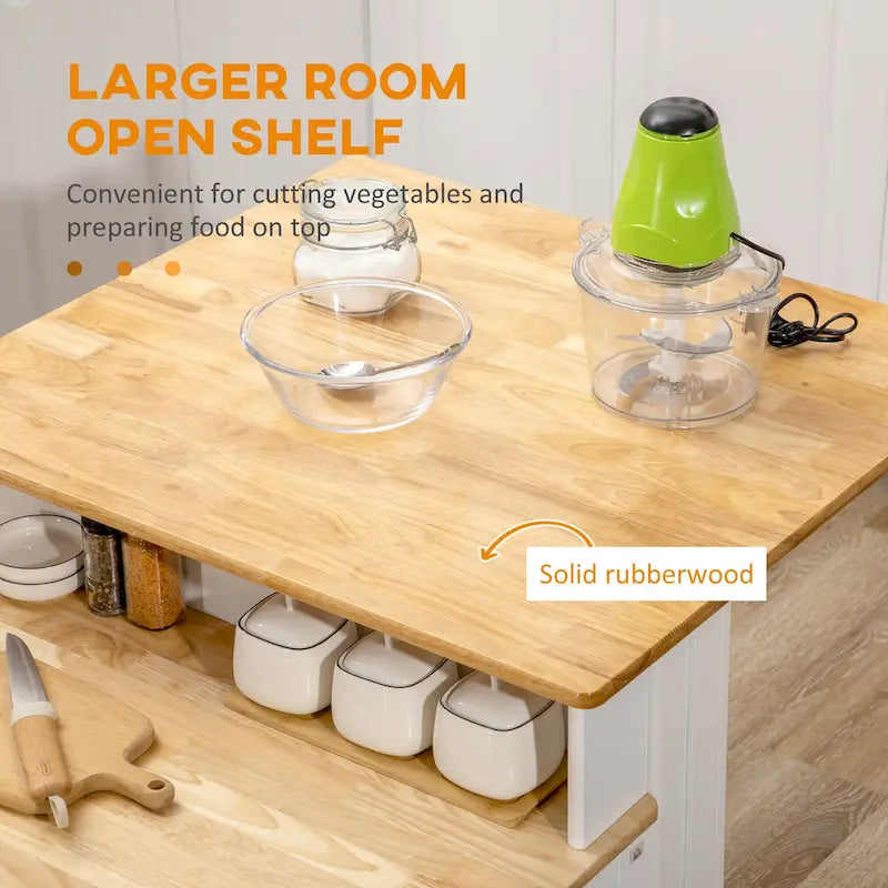 HOMCOM Buffet Cabinet with Storage, Kitchen Sideboard with 2-Layer Wood Countertop, Adjustable Shelves, and Drawers